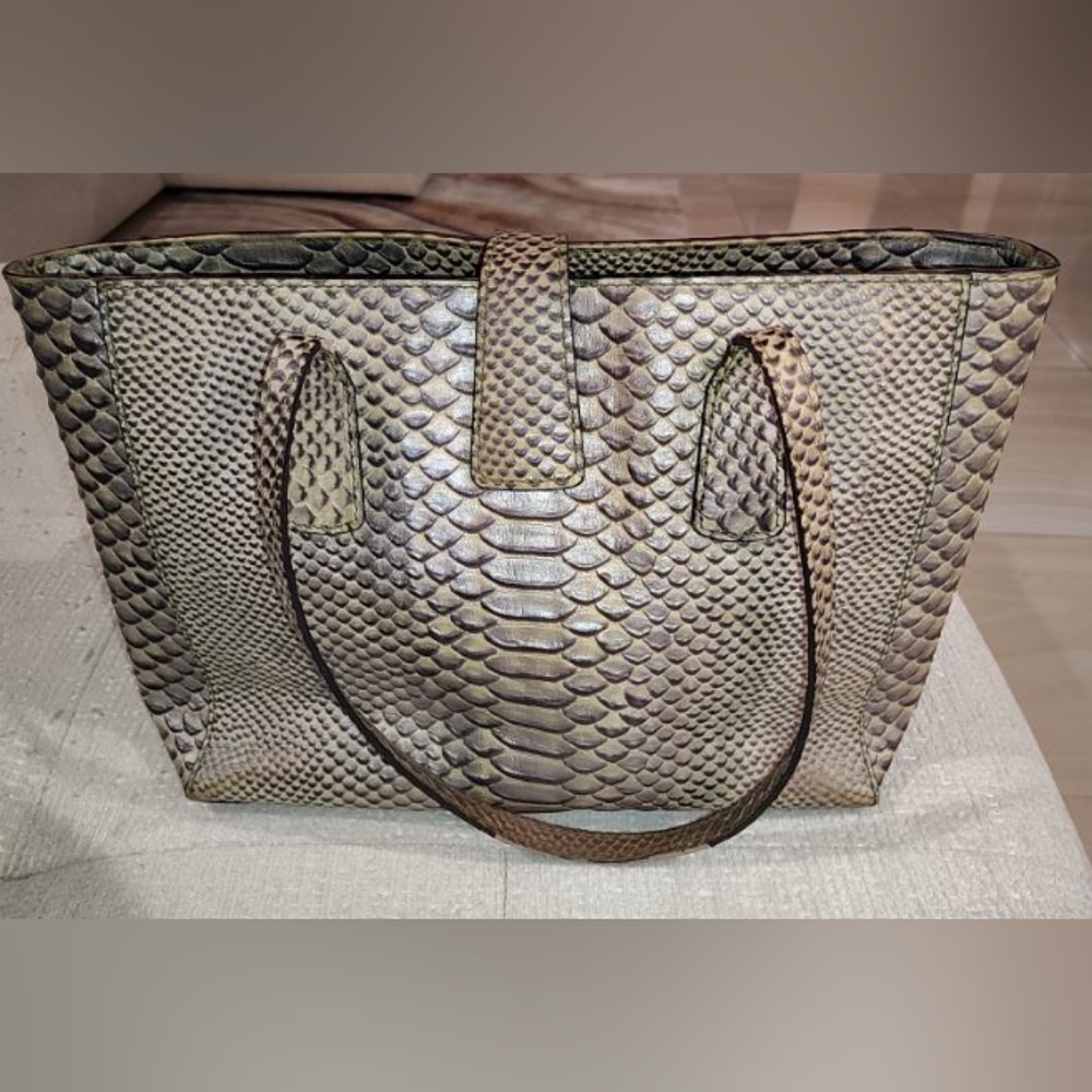 Dooney And Bourke Python-Embossed Gray Handbag - image 4